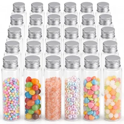 QWORK 30pcs 50ml Clear Plastic Test Tubes