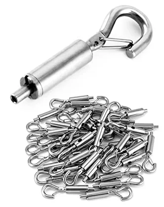 QWORK Steel Wire Rope Hanger 40 Pack - Precise 1/16 inch Locking Hooks