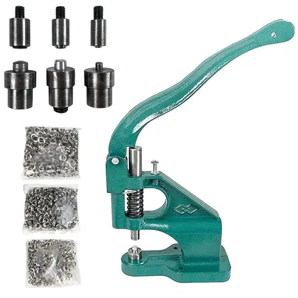 QWORK Heavy Duty Hand Press Eyelet Grommet Machine Punch Tool Kit - 3