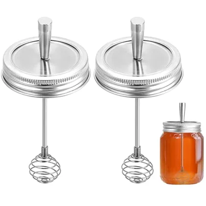 QWORK Stainless Steel Honey Jar Lids - 2 Pack