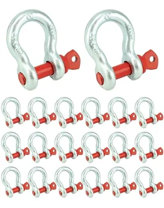 QWORK 3/8 in Galvanized Screw Pin Anchor Shackles
