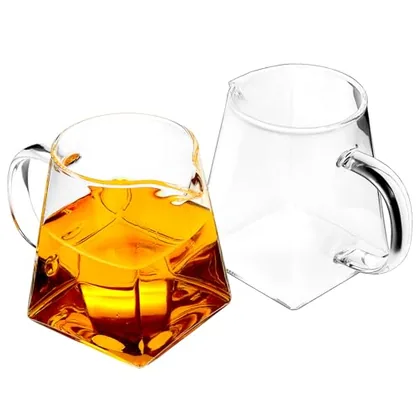 QWORK Glass Creamer Pitcher Set of 2