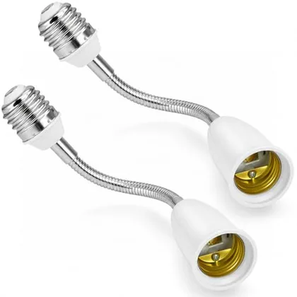 QWORK Light Socket Extender Adapter - 2 Pack 12 Inch Flexible Neck