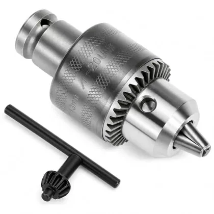 QWORK Keyed Drill Chuck with 1/2 in Square Female Socket Adapter