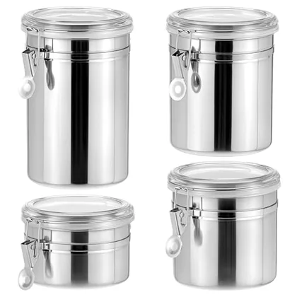 QWORK 4 Pack Stainless Steel Kitchen Storage Canister
