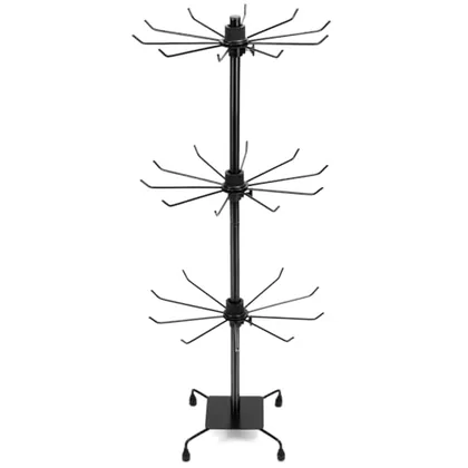QWORK 3-Tier Rotating Metal Jewelry Display Stand - Adjustable Tabletop