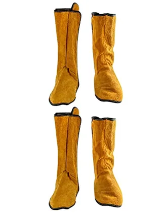 QWORK Fireproof Shoe Leg Cover Leather for Welding Welder Work Boot