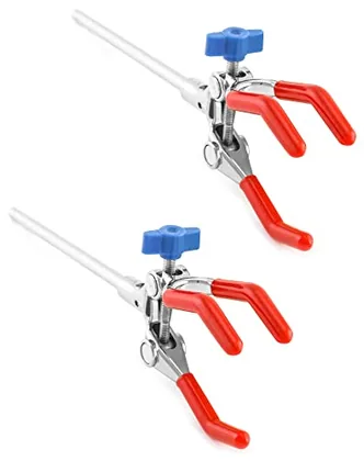 QWORK Lab Clamp 3 Prong Finger with Rubber-Coated Head