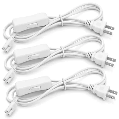 QWORK 3 Pack T5 T8 LED Tube Power Extension Cable 6FT 1.8M