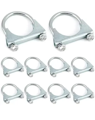QWORK 2.5-Inch Galvanized Steel U-Bolt Exhaust Clamp Set - Secure Pipe