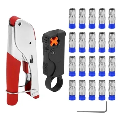 QWORK High-Performance 3-in-1 Coax Cable Tool Kit - Includes Rotary