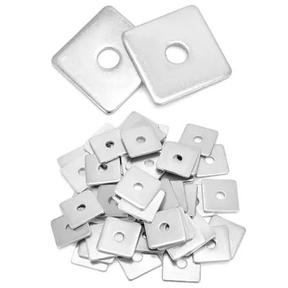QWORK 50-Pack Galvanized Square Washers Plate - 1/2 in ID