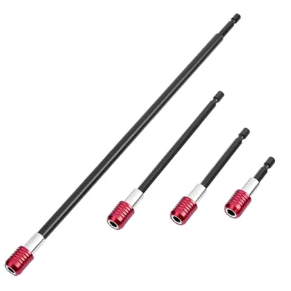 QWORK Drill Bit Extension Set - 4 Pcs Magnetic Drill Bit Extenders