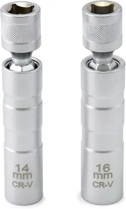 QWORK 14mm&16mm Magnetic Swivel Spark Plug Socket
