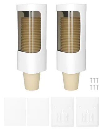 QWORK Wall Mounted Paper Cup Dispenser Set - 2 Pack