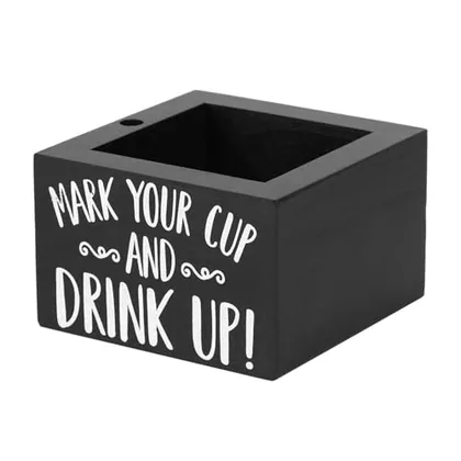 QWORK Disposable Cup Holder with Marker Slot - Solid Wood